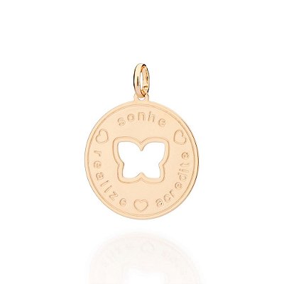 PINGENTE MEDALHA FOLHEADO A OURO SONHE, REALIZE E ACREDITE. MED 3,3CM ROMMANEL 542718