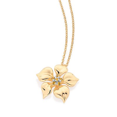 GARGANTILHA FOLHEADO A OURO COM ZIRCÔNIAS E APLIQUE DE RHODIUM AMARELO. MED 50CM ROMMANEL 532474