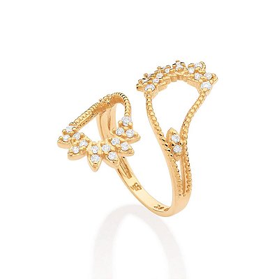 ANEL PAISLEY FOLHEADO A OURO COM ZIRCÔNIAS ROMMANEL 513375
