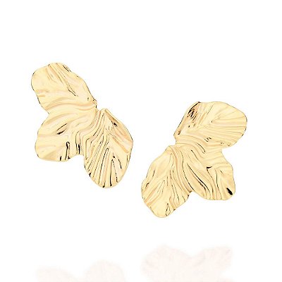 BRINCO MEIA FLOR FOLHEADO A OURO. MED 3,4CM ROMMANEL 527180