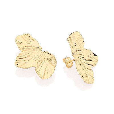 BRINCO MEIA FLOR FOLHEADO A OURO. MED 3,4CM ROMMANEL 527180