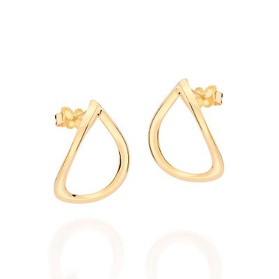 BRINCO GOTA VAZADA FOLHEADO A OURO. MED 2CM ROMMANEL 527181