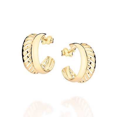 ARGOLA FOLHEADO A OURO COM DETALHES VAZADOS. MED 2,2CM ROMMANEL 527185