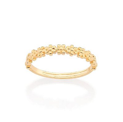 MEIA ALIANÇA FOLHEADO A OURO MINI FLORES ROMMANEL 513384