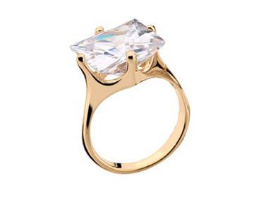 ANEL SOLITÁRIO FOLHEADO A OURO ZIRCÔNIA QUADRADA ROMMANEL 511662