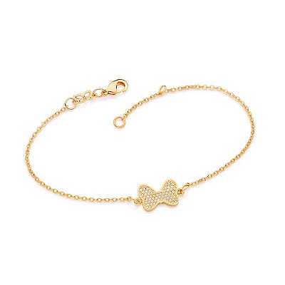 PULSEIRA FOLHEADO A OURO LAÇO DA MINNIE COM ZIRCÔNIAS. MED 20CM ROMMANEL 552125