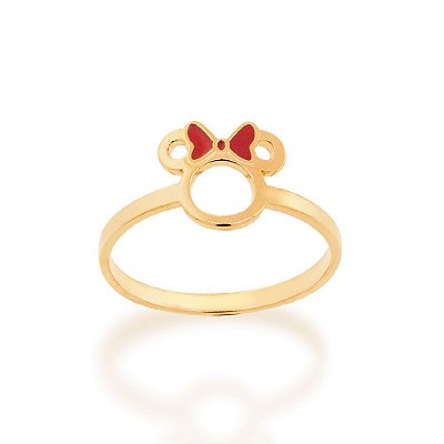 ANEL FOLHEADO A OURO MINNIE COM APLIQUE DE RESINA ROMMANEL 513427