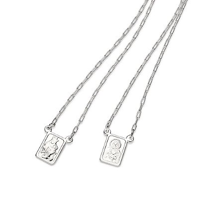 ESCAPULÁRIO PRATA 925 NOSSA SENHORA DO CARMO E SAGRADO CORAÇÃO DE JESUS 65CM ROMMANEL 830039