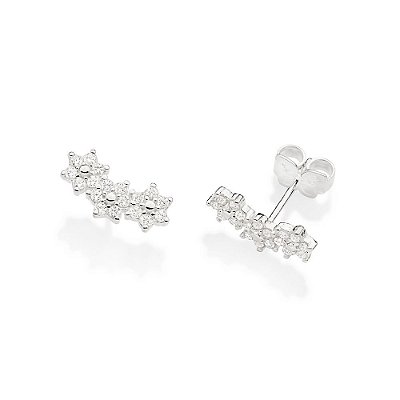 BRINCO FLORES PRATA 925 COM ZIRCÔNIAS. MED 1,3CM ROMMANEL 820115