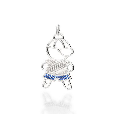 PINGENTE PRATA 925 MENINO COM ZIRCÔNIAS BRANCO E AZUL. MED 3,2CM ROMMANEL 840056
