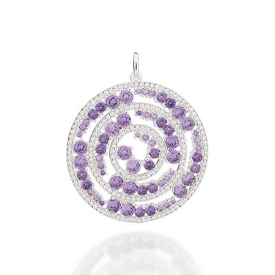 PINGENTE PRATA 925 MANDALA COM ZIRCÔNIAS BRANCO E LILÁS. MED 4,8CM ROMMANEL 840060