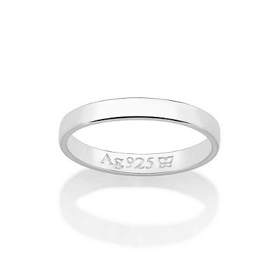 ALIANÇA DE COMPROMISSO PRATA 925 ARO LISO 3MM ROMMANEL 810205