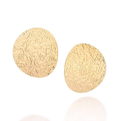 BRINCO BOTÃO FOLHEADO A OURO CHÃO LUNAR. MED 3,4CM ROMMANEL 527198