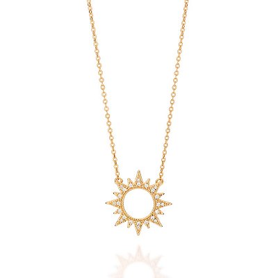 GARGANTILHA SOL FOLHEADO A OURO COM ZIRCÔNIAS. MED 50CM ROMMANEL 532483