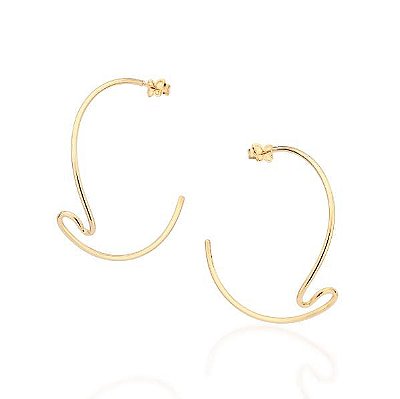 ARGOLA FOLHEADO A OURO FORMATO ONDA. MED 4,5CM ROMMANEL 527205