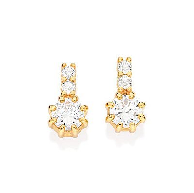 BRINCO FOLHEADO A OURO COM ZIRCÔNIAS. MED 1,6CM ROMMANEL 527213