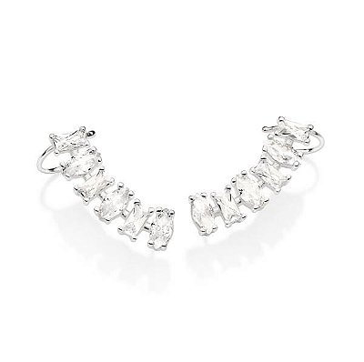 EAR CUFF COM PIERCING DE PRESSÃO PRATA 925 COM ZIRCÔNIAS. MED 3CM ROMMANEL 820133