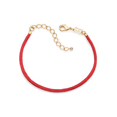 PULSEIRA FOLHEADO A OURO TE DEDICO COM FIO ACETINADO VERMELHO. MED 20CM ROMMANEL 552119