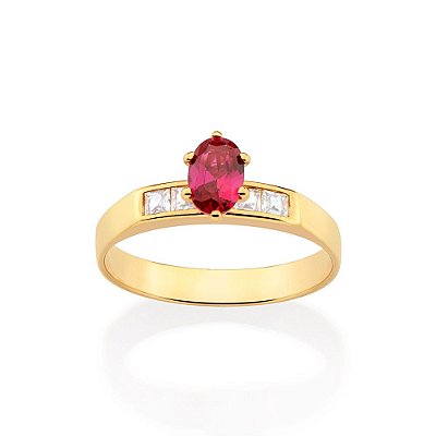 ANEL DE FORMATURA FOLHEADO A OURO COM ZIRCÔNIA ROSA ROMMANEL 513412