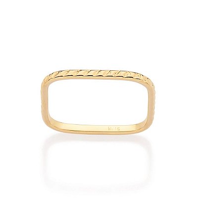 ANEL SKINNY FOLHEADO A OURO ARO QUADRADO ROMMANEL 513416