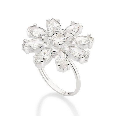 MAXI ANEL FLOR PRATA 925 COM ZIRCÔNIAS ROMMANEL 810213