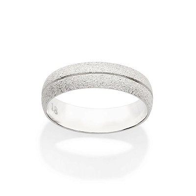 ALIANÇA DE COMPROMISSO PRATA 925 DIAMANTADA COM FRISO 5MM ROMMANEL 810217