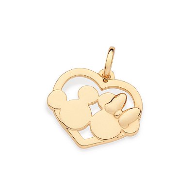 PINGENTE CORAÇÃO MICKEY E MINNIE LOVE FOLHEADO A OURO. MED 2,1CM ROMMANEL 542744