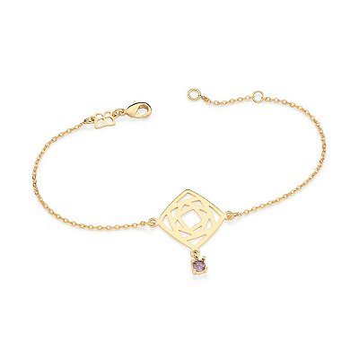 PULSEIRA REINO MÁGICO DE ROSAS FOLHEADA A OURO COM ZIRCÔNIAS. MED 20CM ROMMANEL 552137