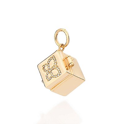 PINGENTE FOLHEADO A OURO CAIXA DE BAILARINA COM ESPELHO. MED 2CM ROMMANEL 542800