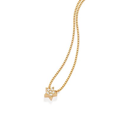 GARGANTILHA FOLHEADO A OURO COM PINGENTE ESTRELA COM ZIRCÔNIAS. MED 50CM ROMMANEL 532501