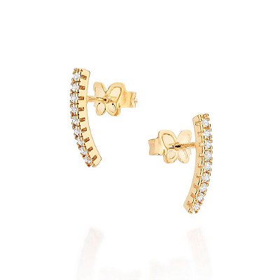 BRINCO PALITO FOLHEADO A OURO COM ZIRCÔNIAS. MED 1,4CM ROMMANEL 527242