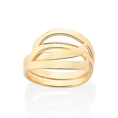ANEL FOLHEADO A OURO ENTRELAÇADO ROMMANEL 513450