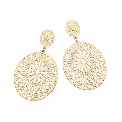 MAXI BRINCO FOLHEADO A OURO ARABESCOS. MED 6,9CM ROMMANEL 527244