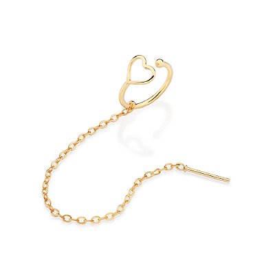 PIERCING DE PRESSÃO FOLHEADO A OURO CORAÇÃO VAZADO. MED 9CM ROMMANEL 527255