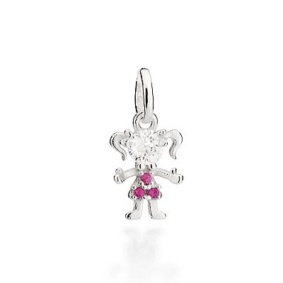 PINGENTE PRATA 925 MENINA COM ZIRCÔNIAS. MED 1,60CM ROMMANEL 840065