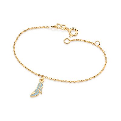 PULSEIRA INFANTIL FOLHEADO A OURO SAPATO DA CINDERELA COM APLIQUE DE RESINA. MED 16CM ROMMANEL 552148