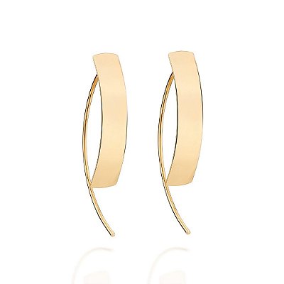 BRINCO FOLHEADO A OURO CHAPA LISA RETANGULAR. MED 4,10CM ROMMANEL 527275