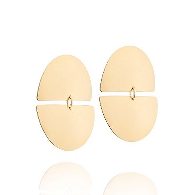 BRINCO FOLHEADO A OURO PÊNDULO ABAULADO. MED 4,8CM ROMMANEL 527280