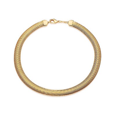 GARGANTILHA FOLHEADO A OURO RABO DE RATO ACHATADO. MED 45CM ROMMANEL 532516