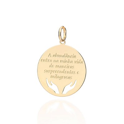 PINGENTE FOLHEADO A OURO COM MANTRA DA GIO ANTONELLI. MED 3,3CM ROMMANEL 542813