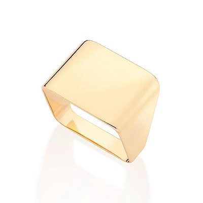 ANEL QUADRADO FOLHEADO A OURO ARO LISO ROMMANEL 513455