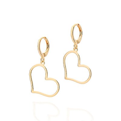ARGOLA FOLHEADO A OURO CORAÇÃO VAZADO PENDURADO. MED 3,5CM ROMMANEL 527286