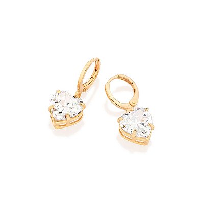 ARGOLA FOLHEADO A OURO CORAÇÃO COM ZIRCÔNIA. MED 2,5CM ROMMANEL 527301