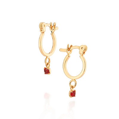 ARGOLA FOLHEADO A OURO CRISTAL VERMELHO. MED 2,1CM ROMMANEL 527162