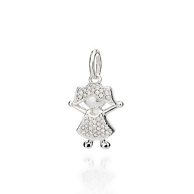PINGENTE PRATA 925 MENINA COM ZIRCÔNIAS. MED 2,1CM ROMMANEL 840113
