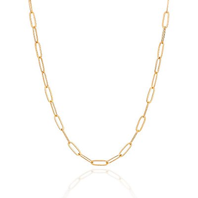 CORDÃO MASCULINO FOLHEADO A OURO ELO CADEADO. MED 60CM ROMMANEL 532535