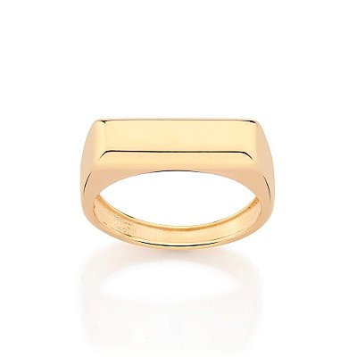 ANEL MASCULINO RETANGULAR FOLHEADO A OURO ROMMANEL 513473
