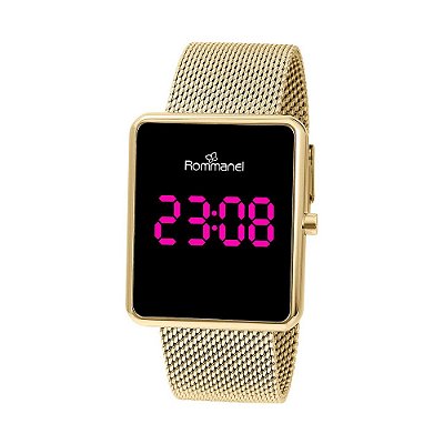RELÓGIO DIGITAL LED DOURADO ROMMANEL 650001