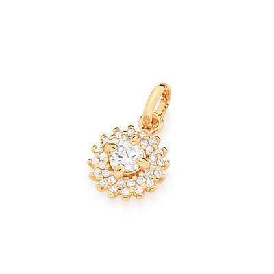PINGENTE FOLHEADO A OURO FLOR COM ZIRCÔNIAS. MED 1CM ROMMANEL 542112