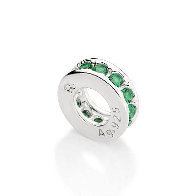 BERLOQUE STOPPER SEPARADOR PRATA 925 COM ZIRCÔNIAS VERDE. MED 0,8CM ROMMANEL 840106